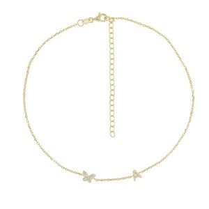 ***** LETTER M****** Pave Butterfly Initial Choker